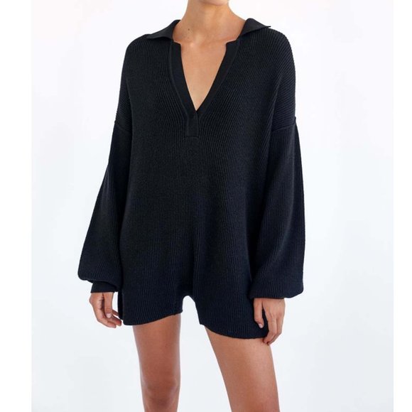NEW LaBeca Black Knit Romper size M/L 10-14 SO SOFT! - Picture 2 of 14